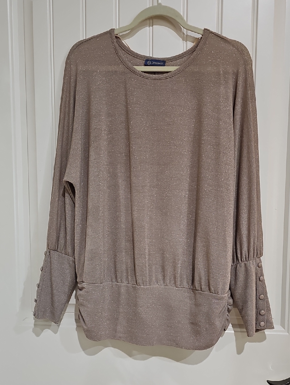 Democracy's Metallic Taupe Long-Sleeve Knit Top